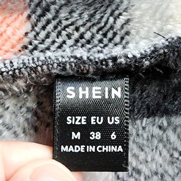 SHEIN Plaid Fleece Button Down Teddy Jacket Size Medium - Picture 10 of 16